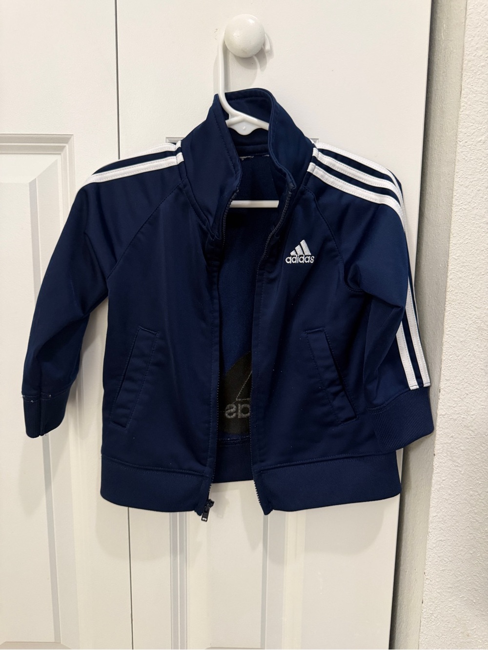 adidas Navy and White Youth Zip-Up Track Jacket